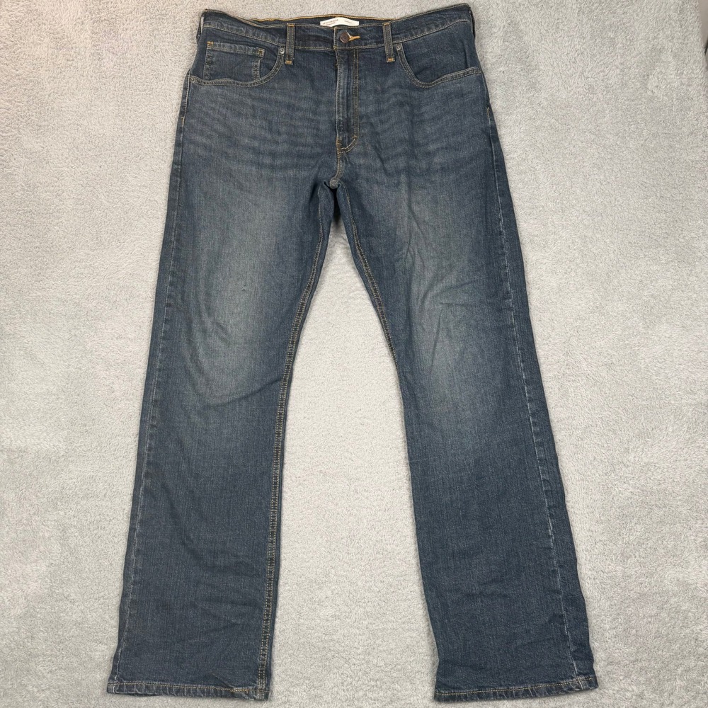 Levi Strauss Signature‎ Mens Bootcut Jeans Dark Wash Blue Stretch 36x32 Workwear
